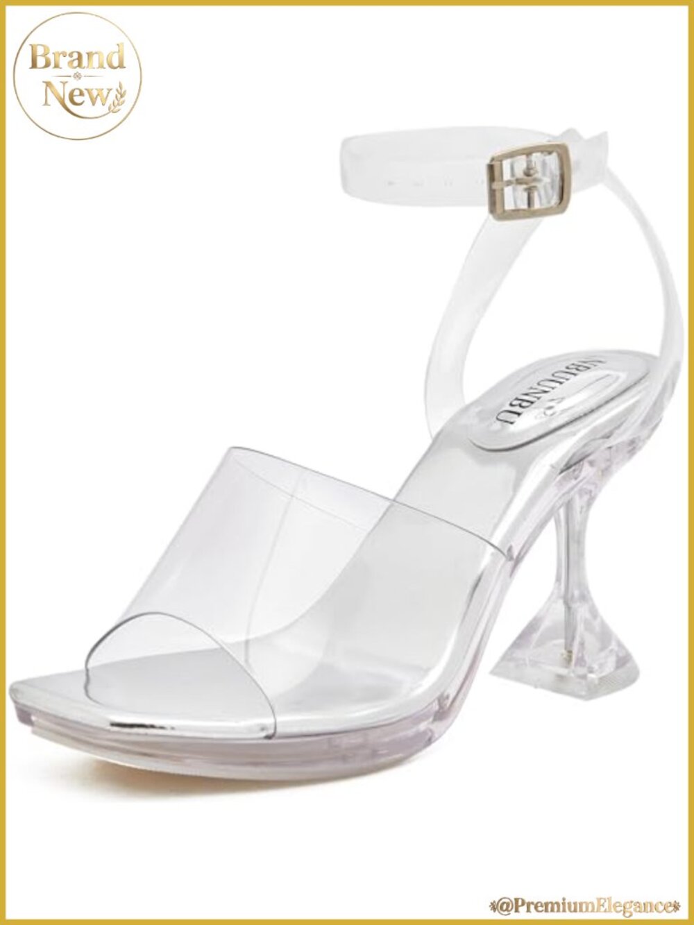 Clear Ankle Strappy Heels Women Transparent Buckle Platform Kitten Heel